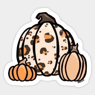 Orange Leopard Print Pumpkin Sticker